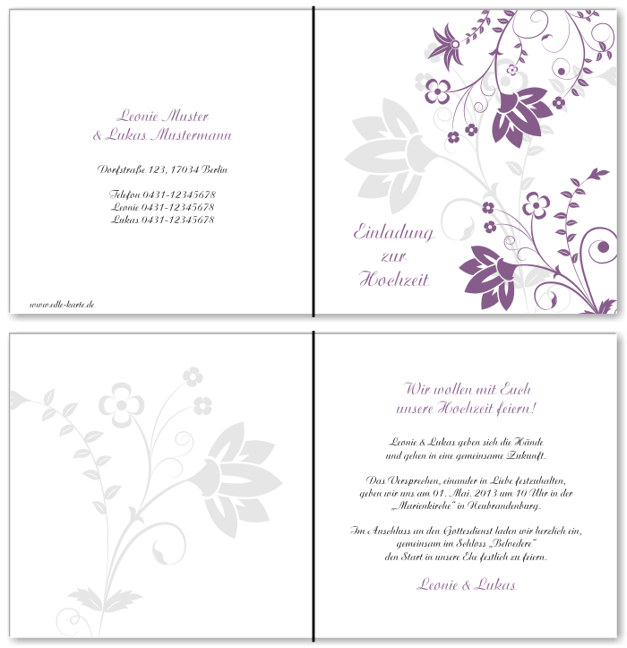  Einladungskarten Hochzeit, Hochzeitseinladungen, Hochzeitskarten, Einladungen f&uuml;r Hochzeit