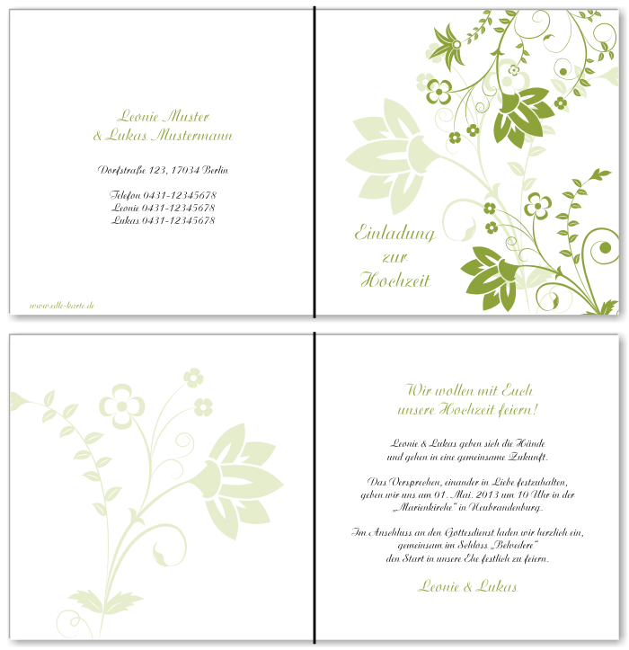  Einladungskarten Hochzeit, Hochzeitseinladungen, Hochzeitskarten, Einladungen f&uuml;r Hochzeit