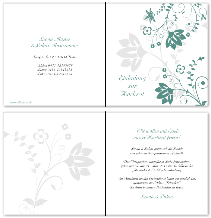  Einladungskarten Hochzeit, Hochzeitseinladungen, Hochzeitskarten, Einladungen f&uuml;r Hochzeit