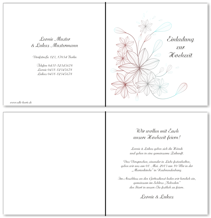  Einladungskarten Hochzeit, Hochzeitseinladungen, Hochzeitskarten, Einladungen f&uuml;r Hochzeit