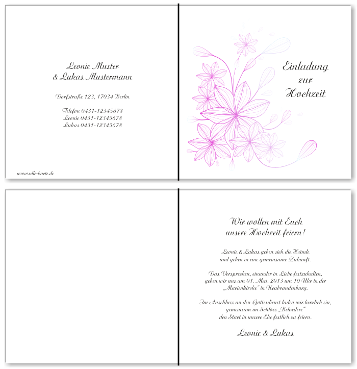  Einladungskarten Hochzeit, Hochzeitseinladungen, Hochzeitskarten, Einladungen f&uuml;r Hochzeit