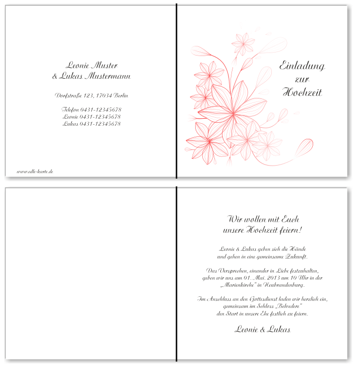  Einladungskarten Hochzeit, Hochzeitseinladungen, Hochzeitskarten, Einladungen f&uuml;r Hochzeit