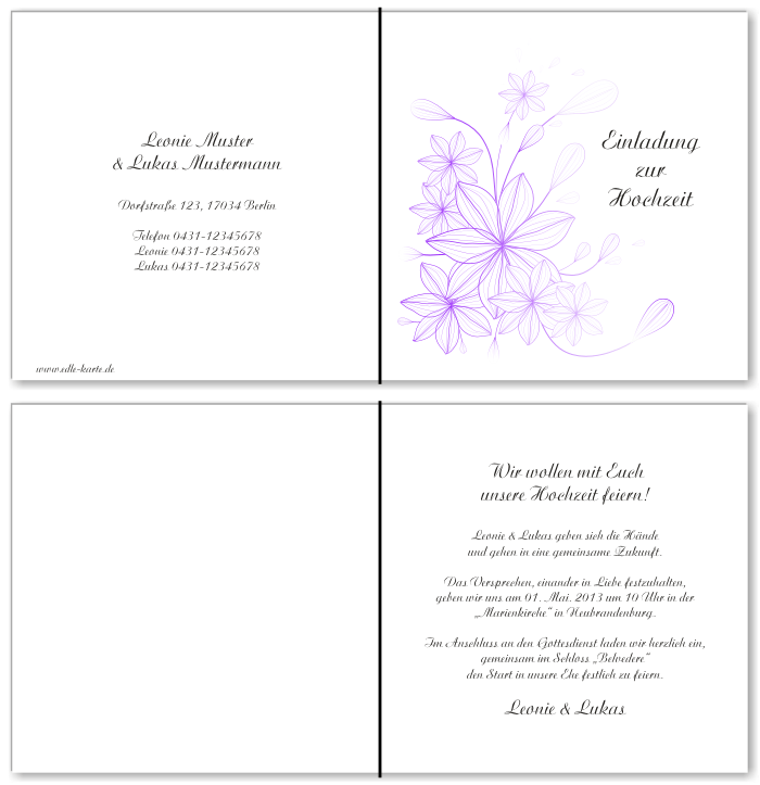  Einladungskarten Hochzeit, Hochzeitseinladungen, Hochzeitskarten, Einladungen f&uuml;r Hochzeit