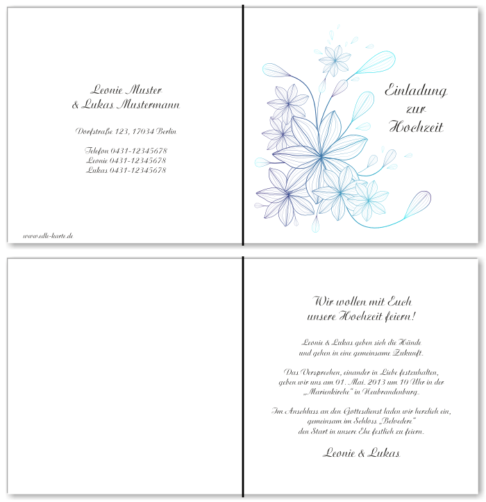  Einladungskarten Hochzeit, Hochzeitseinladungen, Hochzeitskarten, Einladungen f&uuml;r Hochzeit