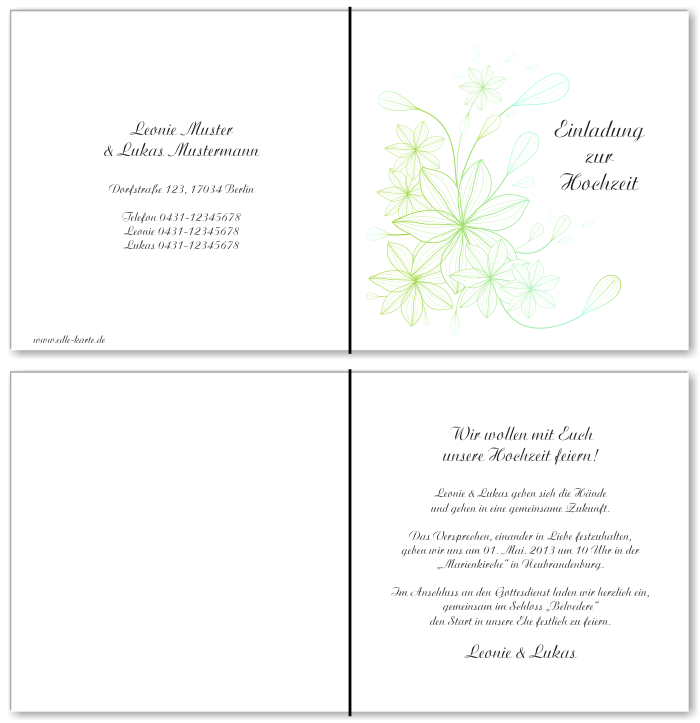  Einladungskarten Hochzeit, Hochzeitseinladungen, Hochzeitskarten, Einladungen f&uuml;r Hochzeit
