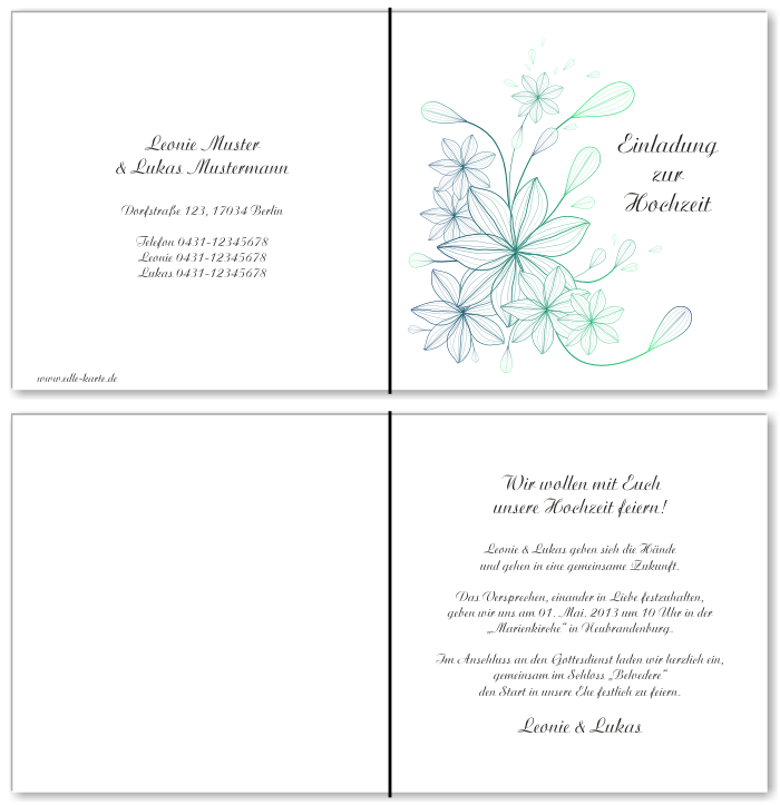  Einladungskarten Hochzeit, Hochzeitseinladungen, Hochzeitskarten, Einladungen f&uuml;r Hochzeit