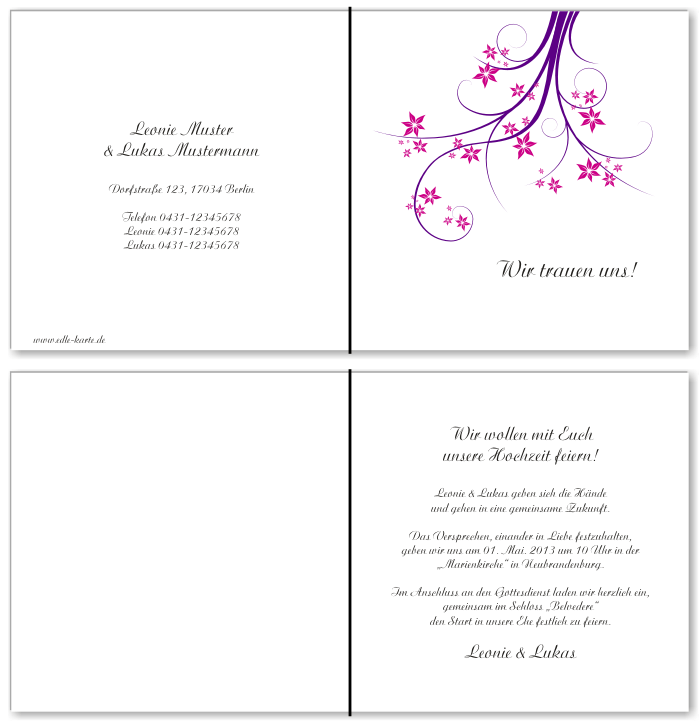  Einladungskarten Hochzeit, Hochzeitseinladungen, Hochzeitskarten, Einladungen f&uuml;r Hochzeit