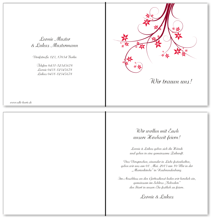  Einladungskarten Hochzeit, Hochzeitseinladungen, Hochzeitskarten, Einladungen f&uuml;r Hochzeit