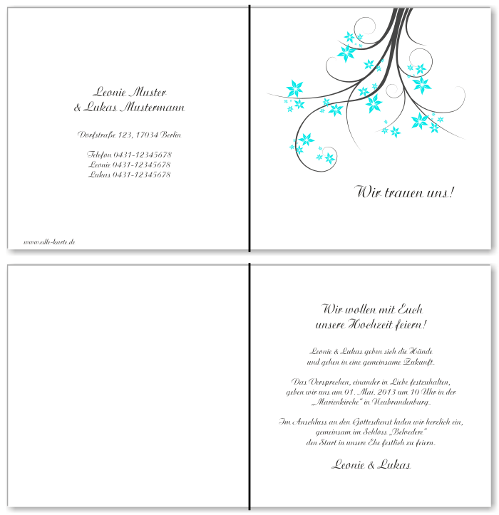  Einladungskarten Hochzeit, Hochzeitseinladungen, Hochzeitskarten, Einladungen f&uuml;r Hochzeit