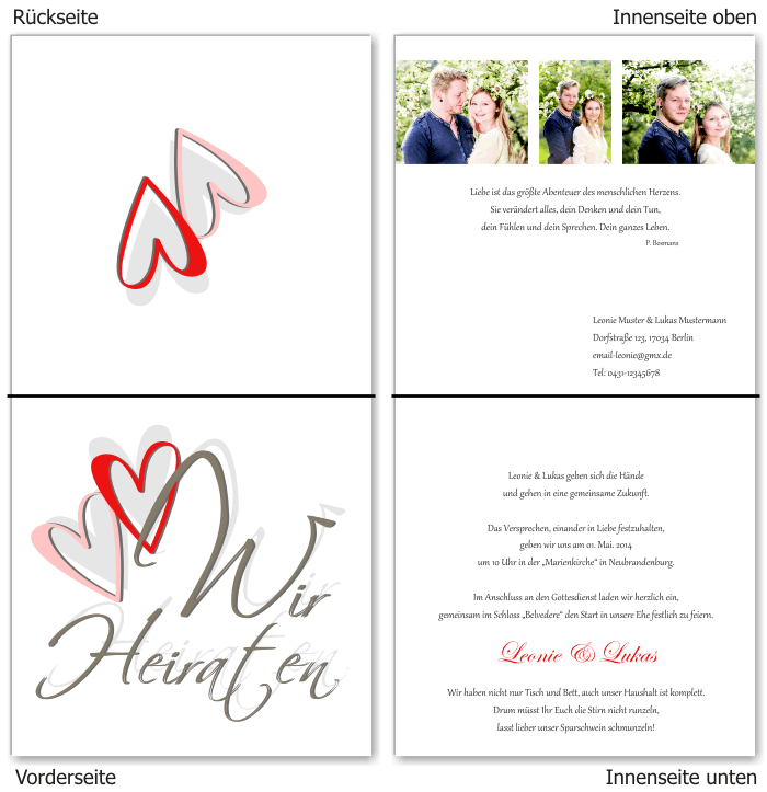  Einladungskarten Hochzeit, Hochzeitseinladungen, Hochzeitskarten, Einladungen f&uuml;r Hochzeit