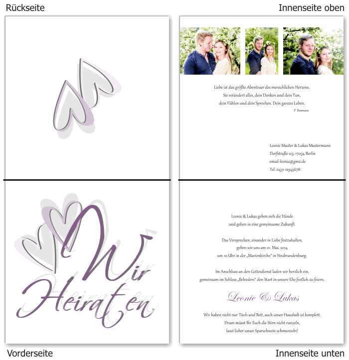  Einladungskarten Hochzeit, Hochzeitseinladungen, Hochzeitskarten, Einladungen f&uuml;r Hochzeit