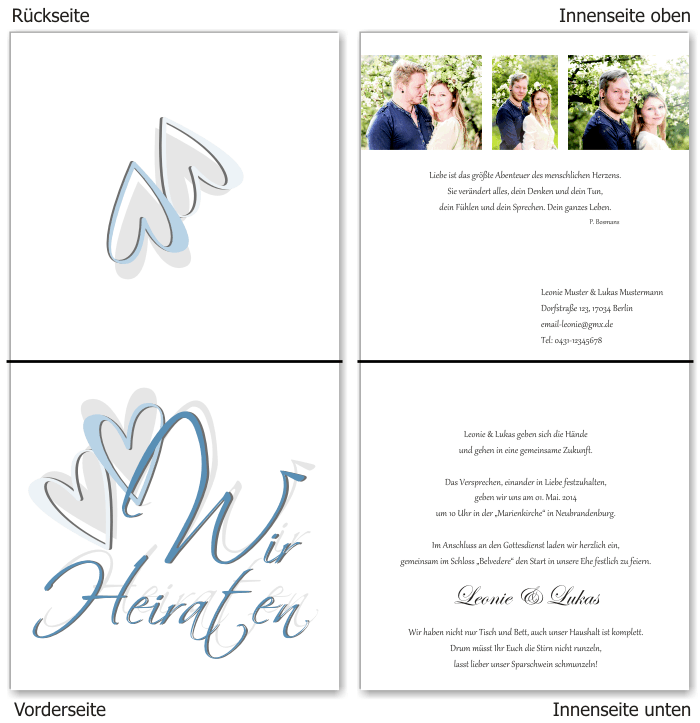  Einladungskarten Hochzeit, Hochzeitseinladungen, Hochzeitskarten, Einladungen f&uuml;r Hochzeit