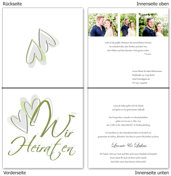  Einladungskarten Hochzeit, Hochzeitseinladungen, Hochzeitskarten, Einladungen f&uuml;r Hochzeit