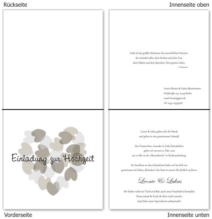  Einladungskarten Hochzeit, Hochzeitseinladungen, Hochzeitskarten, Einladungen f&uuml;r Hochzeit
