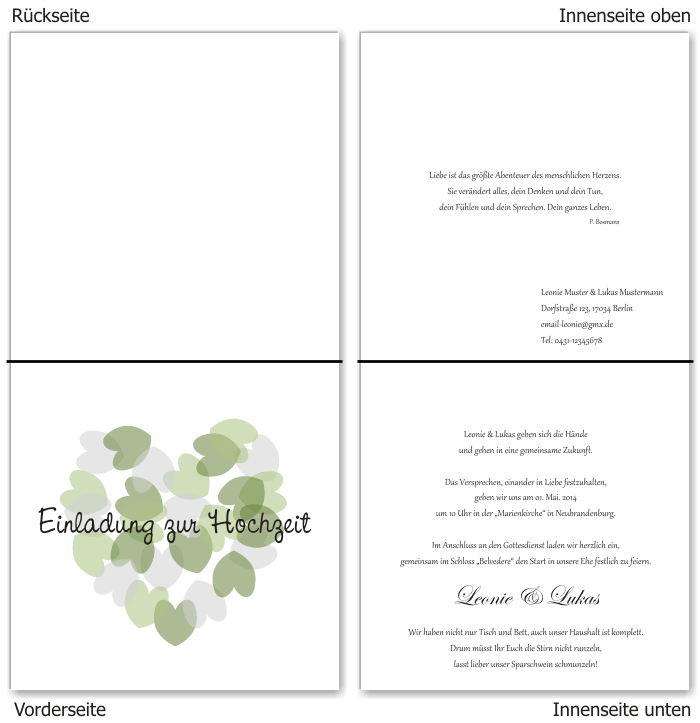  Einladungskarten Hochzeit, Hochzeitseinladungen, Hochzeitskarten, Einladungen f&uuml;r Hochzeit