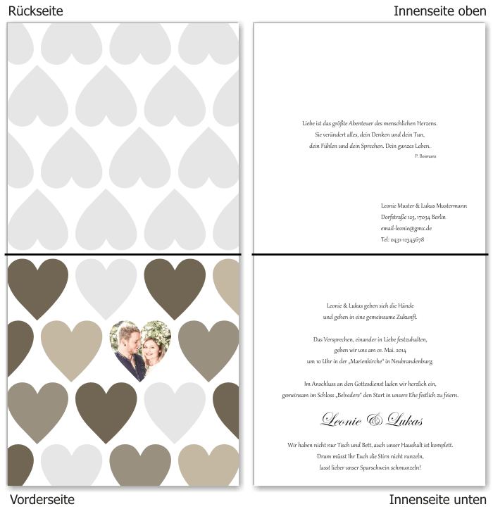  Einladungskarten Hochzeit, Hochzeitseinladungen, Hochzeitskarten, Einladungen f&uuml;r Hochzeit