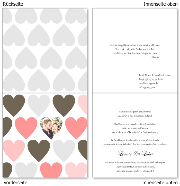  Einladungskarten Hochzeit, Hochzeitseinladungen, Hochzeitskarten, Einladungen f&uuml;r Hochzeit