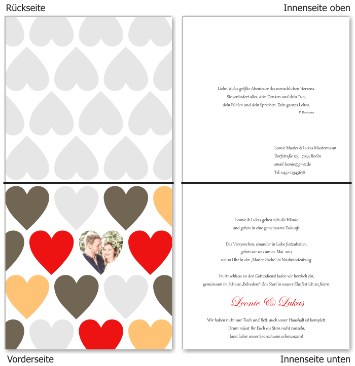  Einladungskarten Hochzeit, Hochzeitseinladungen, Hochzeitskarten, Einladungen f&uuml;r Hochzeit