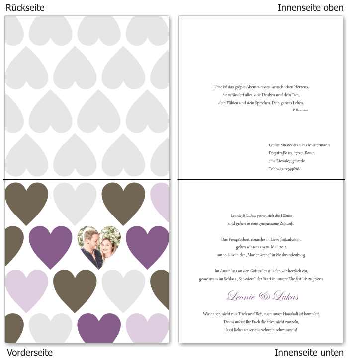  Einladungskarten Hochzeit, Hochzeitseinladungen, Hochzeitskarten, Einladungen f&uuml;r Hochzeit