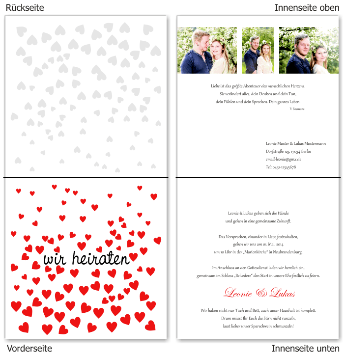  Einladungskarten Hochzeit, Hochzeitseinladungen, Hochzeitskarten, Einladungen f&uuml;r Hochzeit