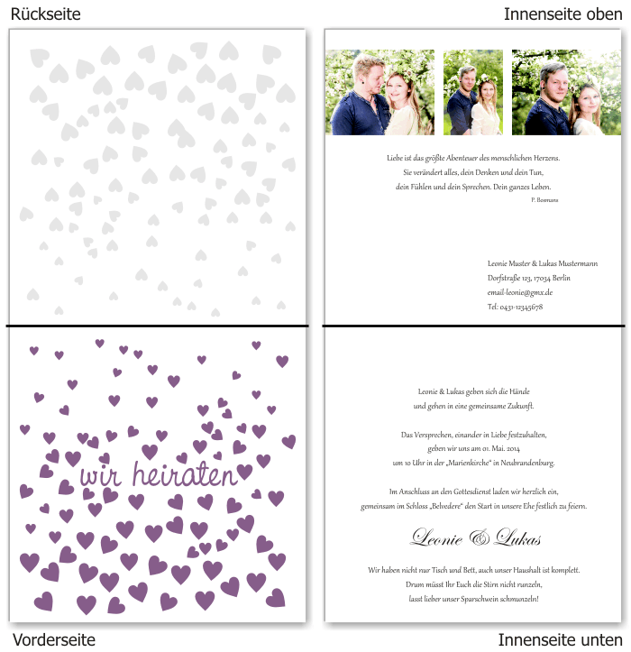  Einladungskarten Hochzeit, Hochzeitseinladungen, Hochzeitskarten, Einladungen f&uuml;r Hochzeit