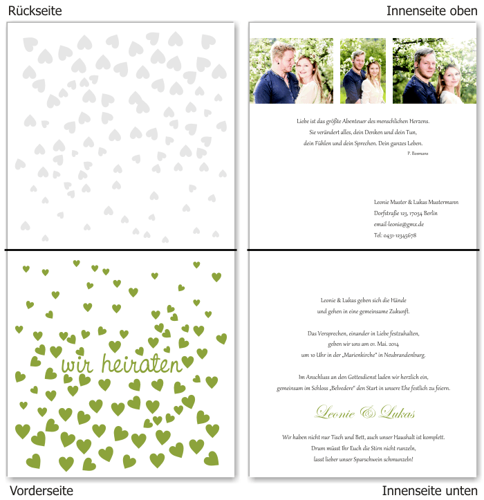  Einladungskarten Hochzeit, Hochzeitseinladungen, Hochzeitskarten, Einladungen f&uuml;r Hochzeit