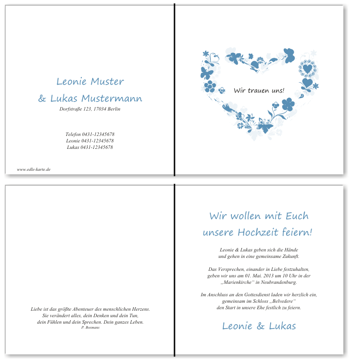  Einladungskarten Hochzeit, Hochzeitseinladungen, Hochzeitskarten, Einladungen f&uuml;r Hochzeit