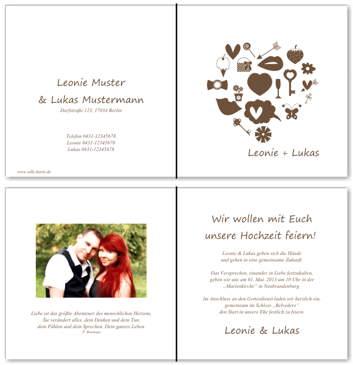  Einladungskarten Hochzeit, Hochzeitseinladungen, Hochzeitskarten, Einladungen f&uuml;r Hochzeit