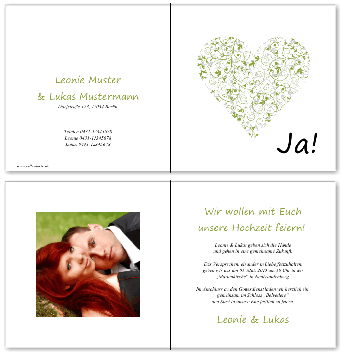  Einladungskarten Hochzeit, Hochzeitseinladungen, Hochzeitskarten, Einladungen f&uuml;r Hochzeit