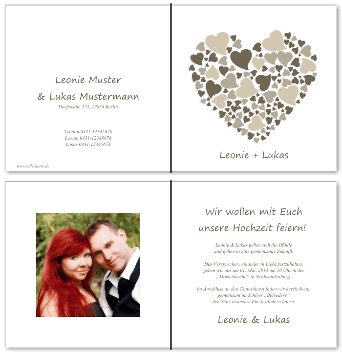  Einladungskarten Hochzeit, Hochzeitseinladungen, Hochzeitskarten, Einladungen f&uuml;r Hochzeit