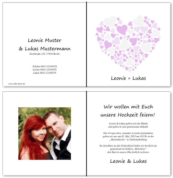  Einladungskarten Hochzeit, Hochzeitseinladungen, Hochzeitskarten, Einladungen f&uuml;r Hochzeit