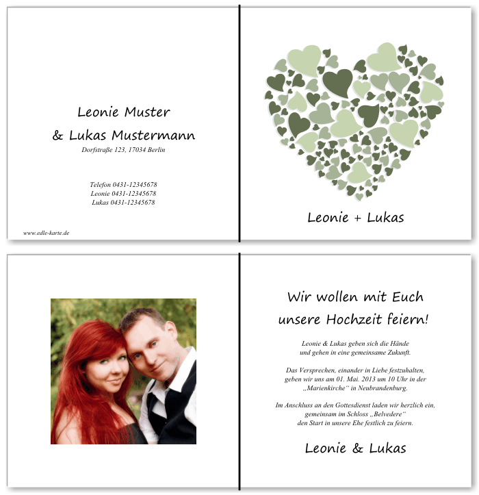  Einladungskarten Hochzeit, Hochzeitseinladungen, Hochzeitskarten, Einladungen f&uuml;r Hochzeit