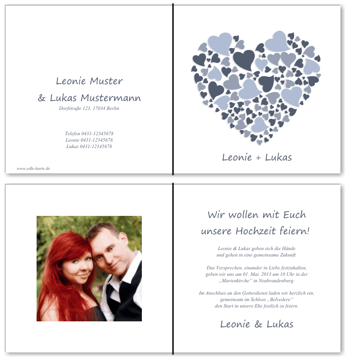  Einladungskarten Hochzeit, Hochzeitseinladungen, Hochzeitskarten, Einladungen f&uuml;r Hochzeit