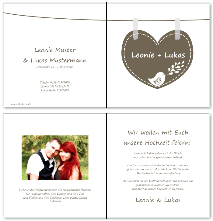  Einladungskarten Hochzeit, Hochzeitseinladungen, Hochzeitskarten, Einladungen f&uuml;r Hochzeit