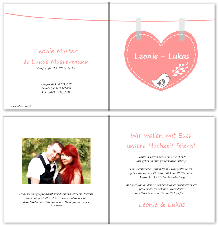  Einladungskarten Hochzeit, Hochzeitseinladungen, Hochzeitskarten, Einladungen f&uuml;r Hochzeit