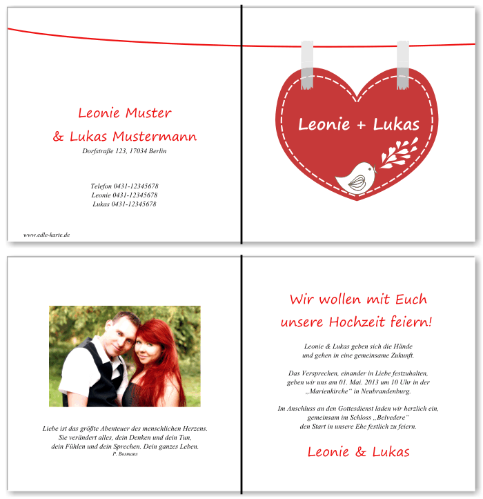  Einladungskarten Hochzeit, Hochzeitseinladungen, Hochzeitskarten, Einladungen f&uuml;r Hochzeit