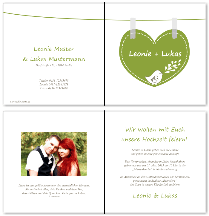  Einladungskarten Hochzeit, Hochzeitseinladungen, Hochzeitskarten, Einladungen f&uuml;r Hochzeit