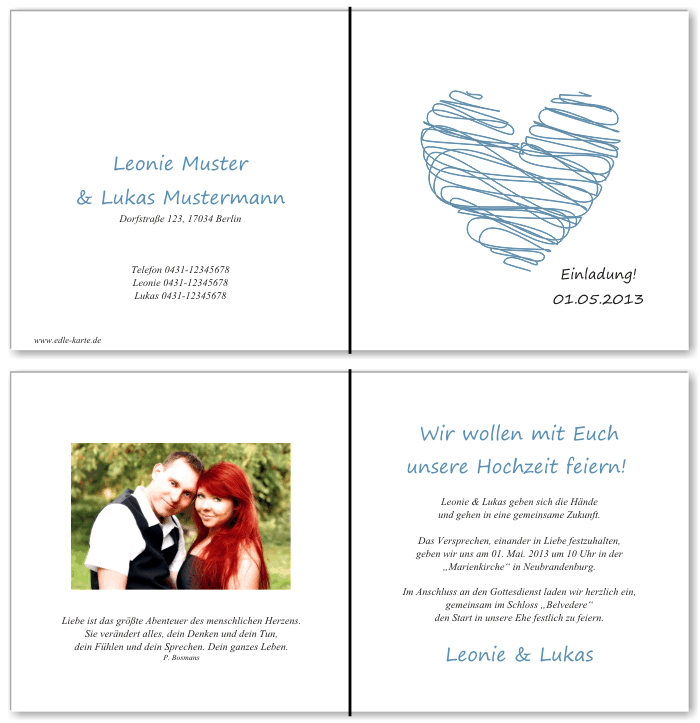  Einladungskarten Hochzeit, Hochzeitseinladungen, Hochzeitskarten, Einladungen f&uuml;r Hochzeit