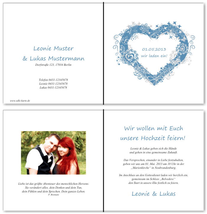  Einladungskarten Hochzeit, Hochzeitseinladungen, Hochzeitskarten, Einladungen f&uuml;r Hochzeit