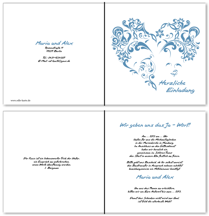  Einladungskarten Hochzeit, Hochzeitseinladungen, Hochzeitskarten, Einladungen f&uuml;r Hochzeit