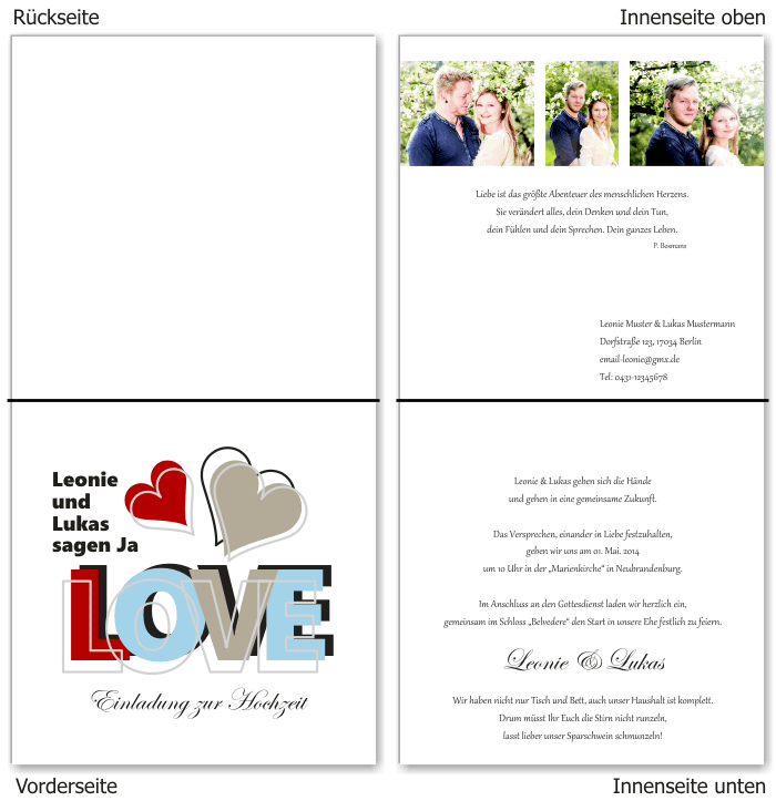  Einladungskarten Hochzeit, Hochzeitseinladungen, Hochzeitskarten, Einladungen f&uuml;r Hochzeit