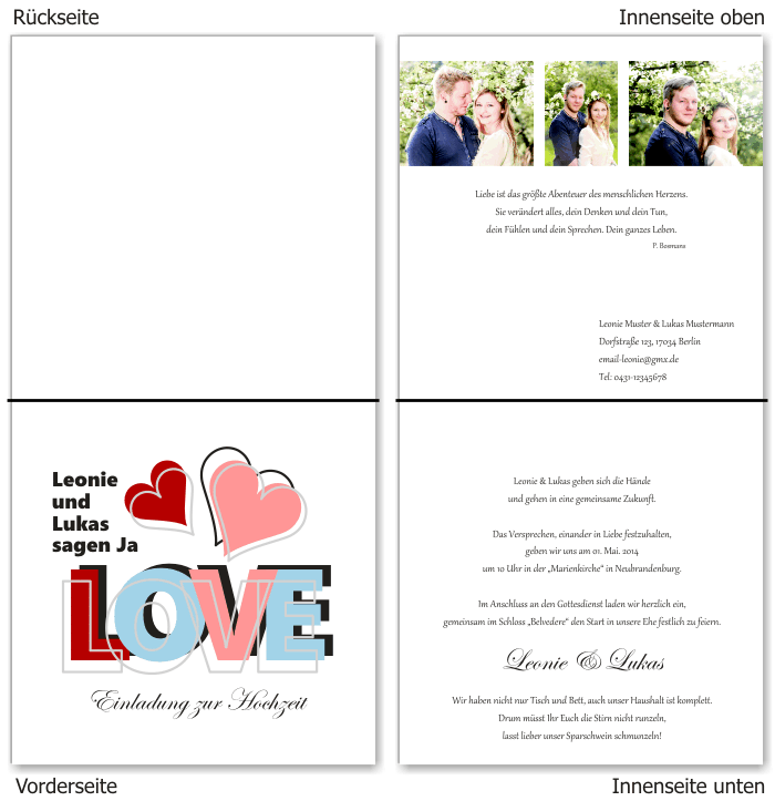  Einladungskarten Hochzeit, Hochzeitseinladungen, Hochzeitskarten, Einladungen f&uuml;r Hochzeit