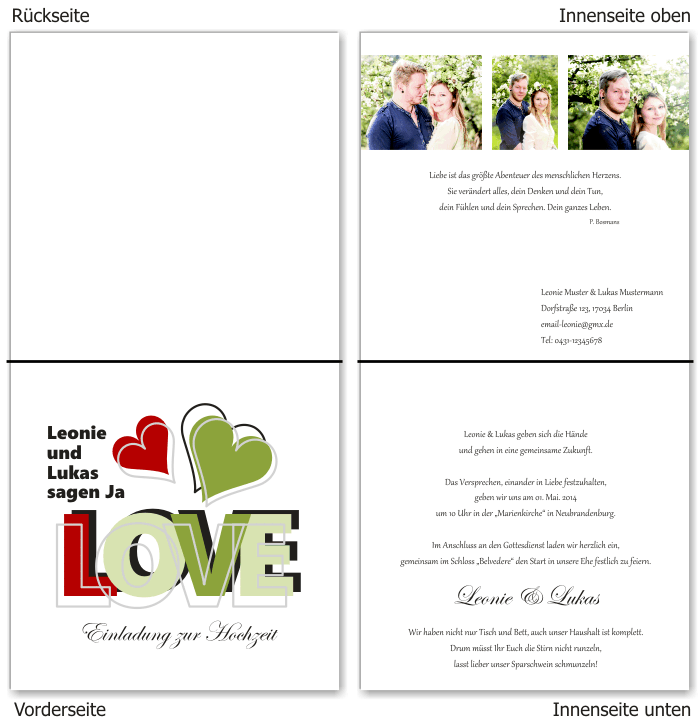  Einladungskarten Hochzeit, Hochzeitseinladungen, Hochzeitskarten, Einladungen f&uuml;r Hochzeit