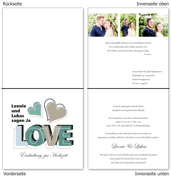  Einladungskarten Hochzeit, Hochzeitseinladungen, Hochzeitskarten, Einladungen f&uuml;r Hochzeit