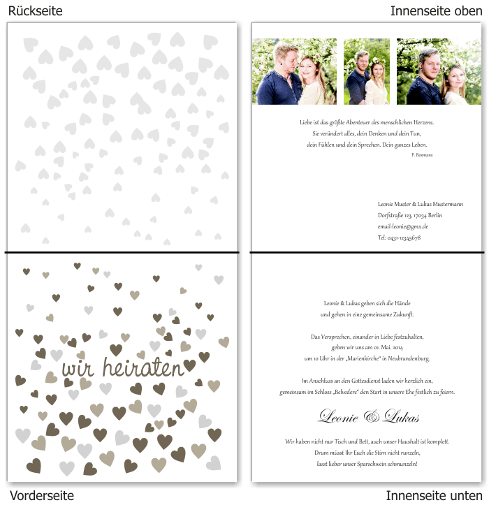  Einladungskarten Hochzeit, Hochzeitseinladungen, Hochzeitskarten, Einladungen f&uuml;r Hochzeit