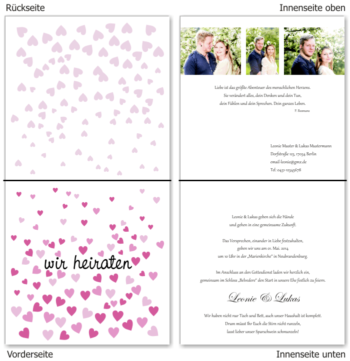  Einladungskarten Hochzeit, Hochzeitseinladungen, Hochzeitskarten, Einladungen f&uuml;r Hochzeit