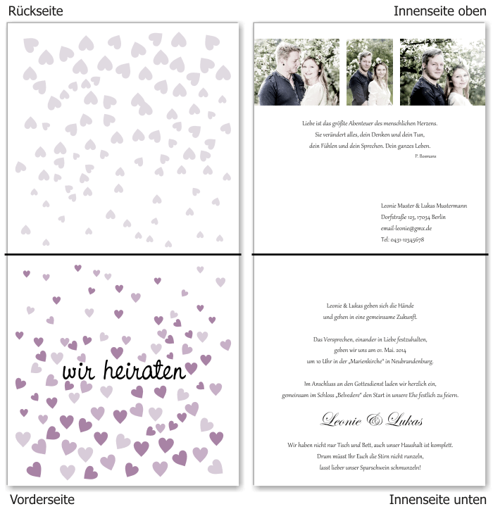  Einladungskarten Hochzeit, Hochzeitseinladungen, Hochzeitskarten, Einladungen f&uuml;r Hochzeit