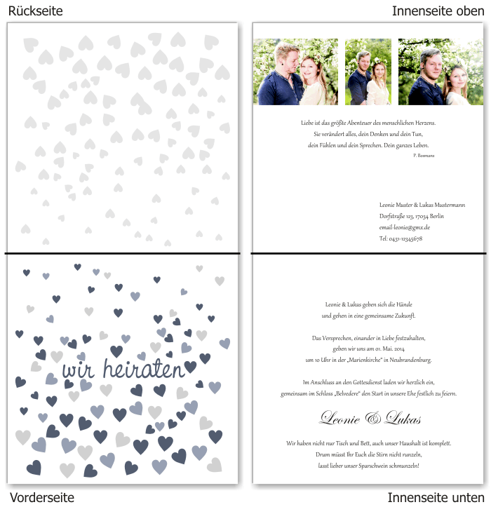  Einladungskarten Hochzeit, Hochzeitseinladungen, Hochzeitskarten, Einladungen f&uuml;r Hochzeit