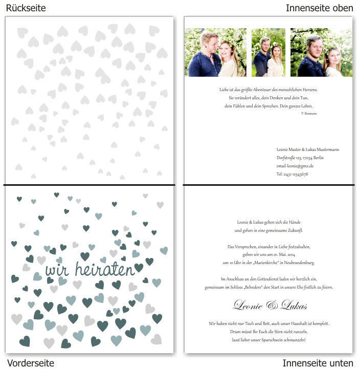  Einladungskarten Hochzeit, Hochzeitseinladungen, Hochzeitskarten, Einladungen f&uuml;r Hochzeit