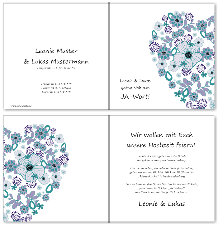  Einladungskarten Hochzeit, Hochzeitseinladungen, Hochzeitskarten, Einladungen f&uuml;r Hochzeit